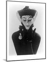 Anne Gunning in an Erik felt and Velvet Mandarin Hat with Veil, 1950-John French-Mounted Giclee Print