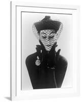 Anne Gunning in an Erik felt and Velvet Mandarin Hat with Veil, 1950-John French-Framed Giclee Print