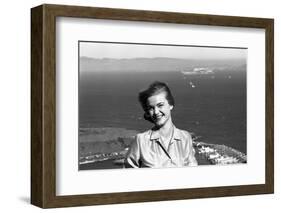 Anne Henderson, 21, on Vista Point at the Golden Gate Bridge, San Francisco, California-Allan Grant-Framed Photographic Print