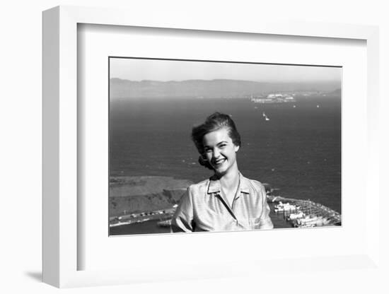 Anne Henderson, 21, on Vista Point at the Golden Gate Bridge, San Francisco, California-Allan Grant-Framed Photographic Print