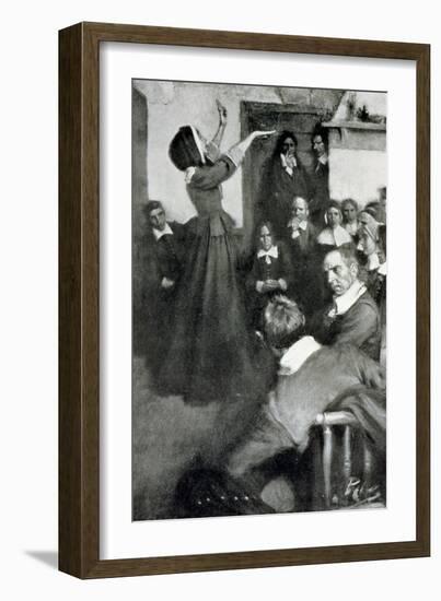 Anne Hutchinson Preaching in Her House in Boston, 1637, Illustration from "Colonies and Nation"-Howard Pyle-Framed Giclee Print