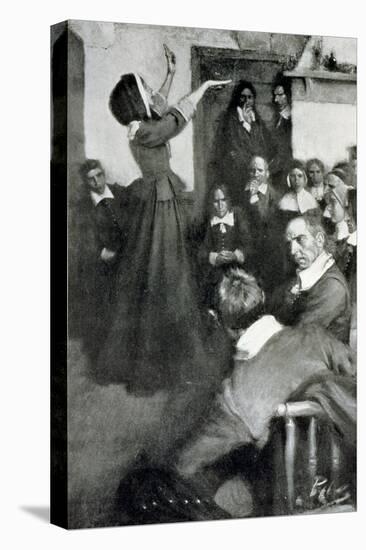 Anne Hutchinson Preaching in Her House in Boston, 1637, Illustration from "Colonies and Nation"-Howard Pyle-Stretched Canvas