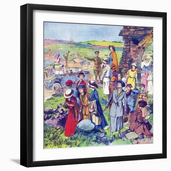 Anne Morgan Leading a Delegation of 87 Young American Women-null-Framed Giclee Print