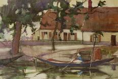 Boat on a Canal, French Village-Anne Redpath-Giclee Print