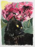 Kitten and Hollyhocks-Anne Robinson-Giclee Print