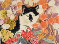 Kitten and Hollyhocks-Anne Robinson-Giclee Print