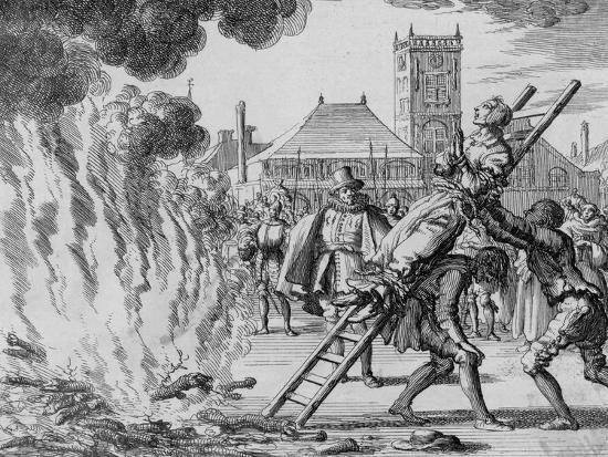 Anneken Hendriks Being Hoisted to the Fire by Jan Luyken