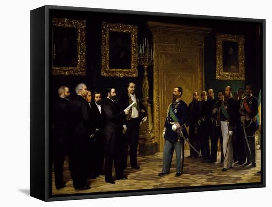 Annexation of Italy Presented to Victor Emmanuel II by Tuscan Delegates-Giovanni Mochi-Framed Stretched Canvas