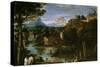 Annibale Carracci (Attribution) / 'Landscape with Bathers', Late 16th century - Early 17th centu...-ANNIBALE CARRACCI-Stretched Canvas