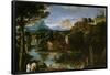 Annibale Carracci (Attribution) / 'Landscape with Bathers', Late 16th century - Early 17th centu...-ANNIBALE CARRACCI-Framed Poster