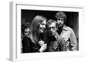 ANNIE HALL, 1977 directed by Woody Allen Diane Keaton, Woody Allen and Tony Roberts (b/w photo)-null-Framed Photo