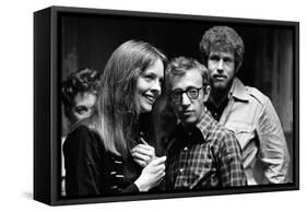 ANNIE HALL, 1977 directed by Woody Allen Diane Keaton, Woody Allen and Tony Roberts (b/w photo)-null-Framed Stretched Canvas