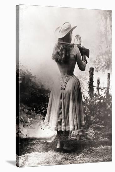 Annie Oakley Shooting over Shoulder-null-Stretched Canvas