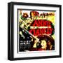 ANNIE OAKLEY, top: Moroni Olsen, bottom: Barbara Stanwyck on jumbo window card, 1935-null-Framed Art Print