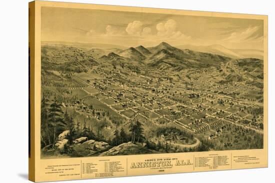 Anniston, Alabama - Panoramic Map-Lantern Press-Stretched Canvas