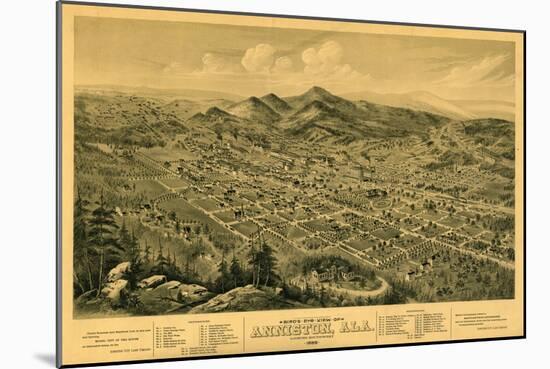 Anniston, Alabama - Panoramic Map-Lantern Press-Mounted Art Print