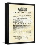 Announcement of Peace Treaty Ending the Revolutionary War, Printed in New York City, March 25, 1783-null-Framed Stretched Canvas