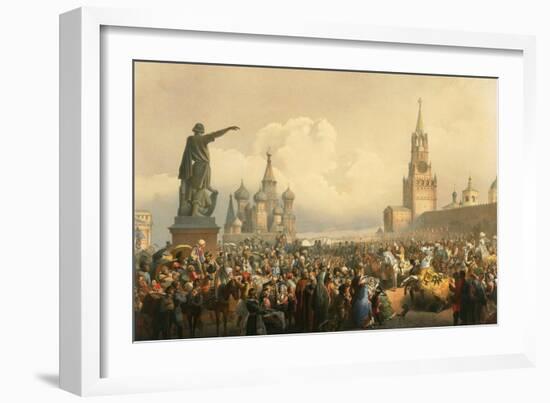 Announcement of the Coronoation in Red Square-Vasily Timm-Framed Art Print