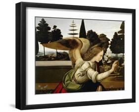 Announcing Angel, Detail from Annunciation, 1472-1475-Leonardo da Vinci-Framed Giclee Print