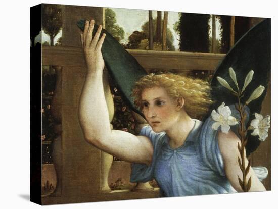 Announcing Angel, Detail from the Annunciation, Ca 1434-Lorenzo Lotto-Stretched Canvas