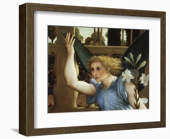 Announcing Angel, Detail from the Annunciation, Ca 1434-Lorenzo Lotto-Framed Giclee Print