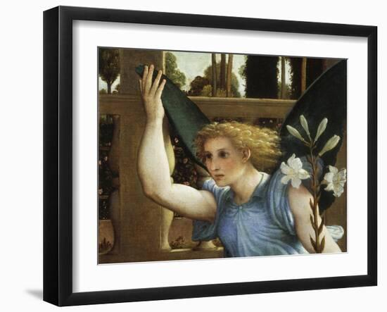 Announcing Angel, Detail from the Annunciation, Ca 1434-Lorenzo Lotto-Framed Giclee Print