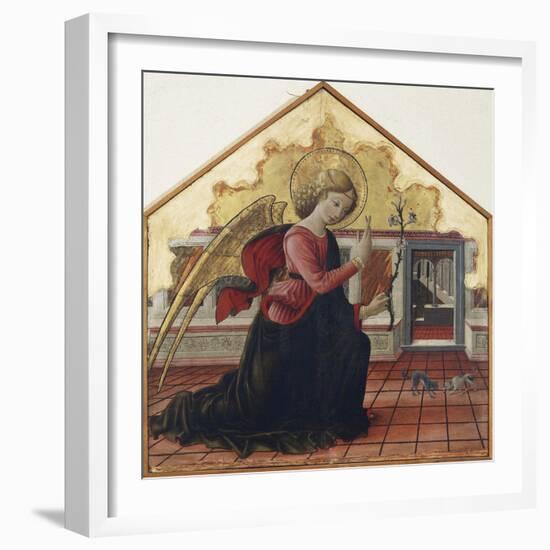 Announcing Angel, Left Panel of the Annunciation, 1467-1468-Bartolomeo Caporali-Framed Giclee Print