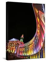 Annual Holiday Light Display Illuminates the Denver County Building, Seen Through a Fisheye Lens-null-Stretched Canvas