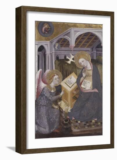 Annunciation, Angel Gabriel Kneeling to Mary-Pedro Serra-Framed Art Print