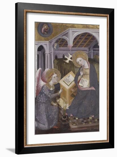 Annunciation, Angel Gabriel Kneeling to Mary-Pedro Serra-Framed Art Print