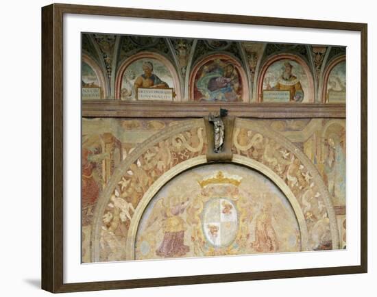 Annunciation, Flanking Entrance, and Prophets, in Lunettes of Shell-Bernardino De Rossi-Framed Giclee Print