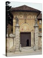 Annunciation, Flanking Entrance, and Prophets, in Lunettes of Shell-Bernardino De Rossi-Stretched Canvas