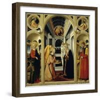 Annunciation Showing St Apollonia, St Luke and Prophets David and Isaiah-Neri Di Bicci-Framed Giclee Print
