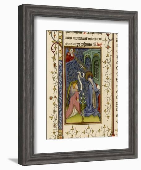 Annunciation to Mary by an Angel Watched by God-null-Framed Art Print