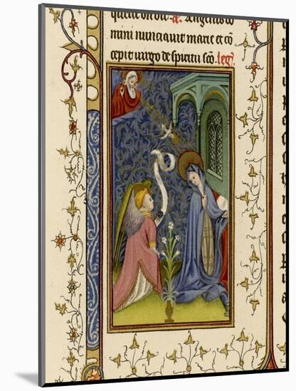 Annunciation to Mary by an Angel Watched by God-null-Mounted Art Print