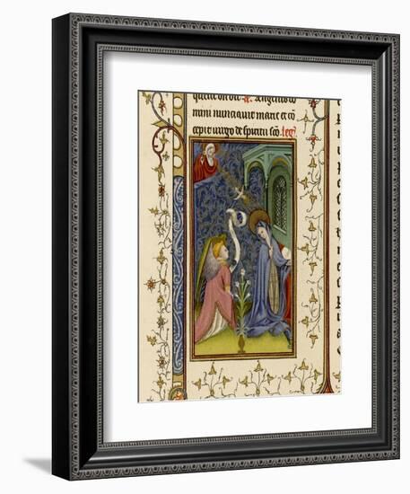 Annunciation to Mary by an Angel Watched by God-null-Framed Art Print