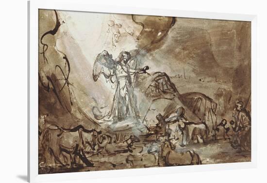 Annunciation to the Sheperds-Rembrandt van Rijn-Framed Giclee Print