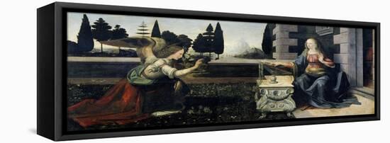 Annunciation-Leonardo da Vinci-Framed Stretched Canvas