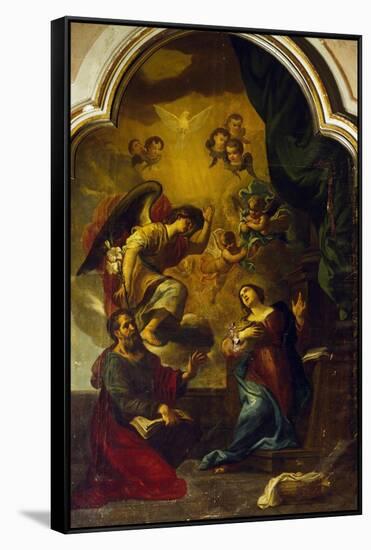 Annunciation-Luca Cambiaso-Framed Stretched Canvas