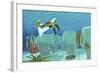 Anomalocaris Sneaks Up on a Trilobite in Cambrian Seas-Stocktrek Images-Framed Art Print