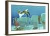 Anomalocaris Sneaks Up on a Trilobite in Cambrian Seas-Stocktrek Images-Framed Art Print