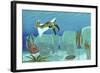 Anomalocaris Sneaks Up on a Trilobite in Cambrian Seas-Stocktrek Images-Framed Art Print