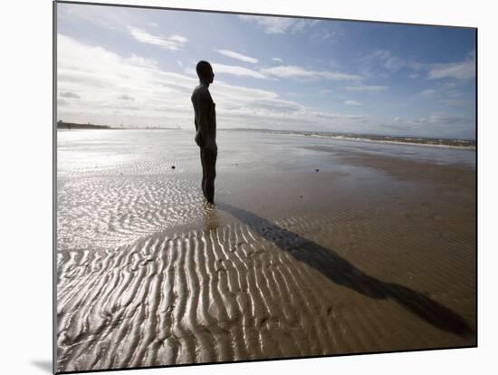 Another Place Sculpture by Antony Gormley on the Beach at Crosby, Liverpool, England, UK-Martin Child-Mounted Photographic Print