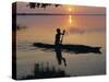 Anouak Man in Canoe, Lake Tata, Ethiopia, Africa-J P De Manne-Stretched Canvas