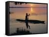 Anouak Man in Canoe, Lake Tata, Ethiopia, Africa-J P De Manne-Framed Stretched Canvas