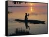 Anouak Man in Canoe, Lake Tata, Ethiopia, Africa-J P De Manne-Framed Stretched Canvas