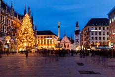 Illuminated Central Square of Megeve on Christmas Eve, French Alps, France-anshar-Photographic Print