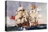 Anson's "Centurion" Taking the Spanish Galleon "Nuestra Senora De Cabadonga," 1743-Charles Edward Dixon-Stretched Canvas