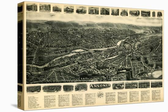Ansonia, Connecticut - Panoramic Map - Ansonia, CT-Lantern Press-Stretched Canvas