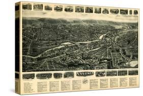 Ansonia, Connecticut - Panoramic Map - Ansonia, CT-Lantern Press-Stretched Canvas